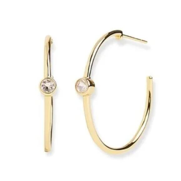 MARRIN COSTELLO Mystique Hoop Earring Gold Plated Sterling White Topaz NIB - Picture 1 of 4